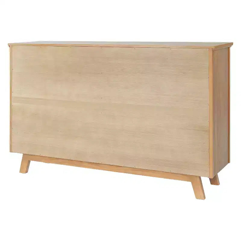 Emerson Mid-Century Modern Wood Storage Cabinet with 4 Glass Doors