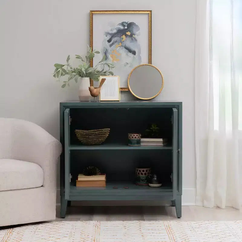 2 Doors Jaylan Diamond Cabinet Blue