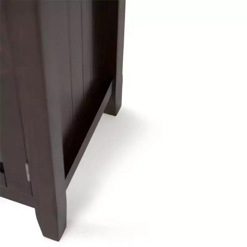 35" Normandy Low Storage Cabinet Brunette Brown: Transitional Style, Glass Doors, Adjustable Shelves