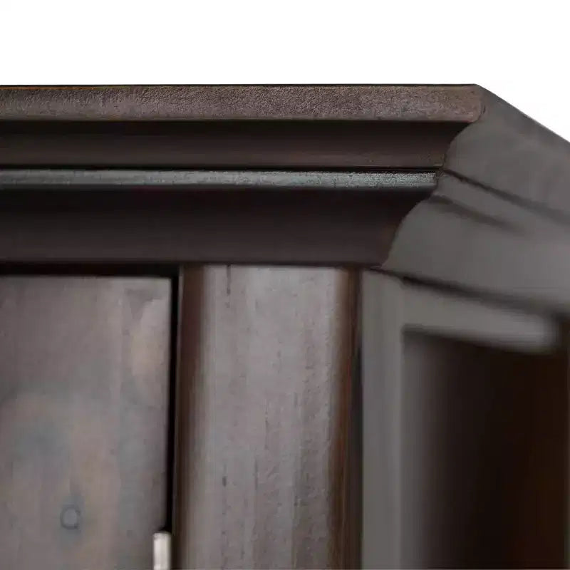 35" Normandy Low Storage Cabinet Brunette Brown: Transitional Style, Glass Doors, Adjustable Shelves