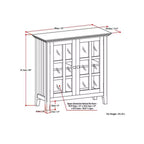 35" Normandy Low Storage Cabinet Brunette Brown: Transitional Style, Glass Doors, Adjustable Shelves