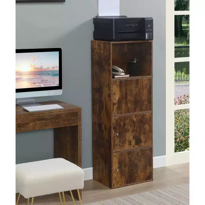 VersaStorage Tri-Door Cabinet with Cubby Storage and Shelf