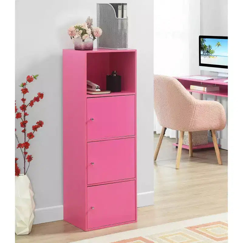 VersaStorage Tri-Door Cabinet with Cubby Storage and Shelf