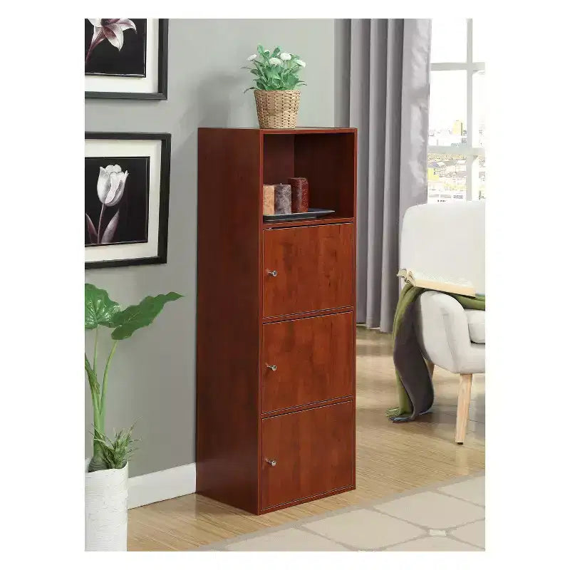 VersaStorage Tri-Door Cabinet with Cubby Storage and Shelf