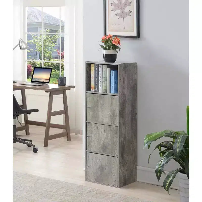 VersaStorage Tri-Door Cabinet with Cubby Storage and Shelf