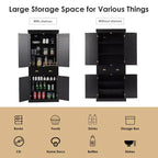 Kitchen Cabinet Pantry Cupboard Freestanding with Shelves Espresso/Black/Grey