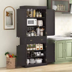 Kitchen Cabinet Pantry Cupboard Freestanding with Shelves Espresso/Black/Grey