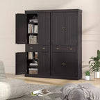 Kitchen Cabinet Pantry Cupboard Freestanding with Shelves Espresso/Black/Grey