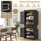 Kitchen Cabinet Pantry Cupboard Freestanding with Shelves Espresso/Black/Grey