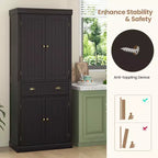 Kitchen Cabinet Pantry Cupboard Freestanding with Shelves Espresso/Black/Grey
