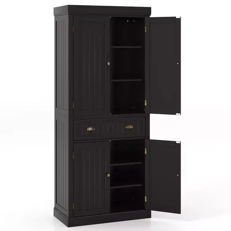 Kitchen Cabinet Pantry Cupboard Freestanding with Shelves Espresso/Black/Grey