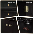Kitchen Cabinet Pantry Cupboard Freestanding with Shelves Espresso/Black/Grey