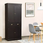 Kitchen Cabinet Pantry Cupboard Freestanding with Shelves Espresso/Black/Grey