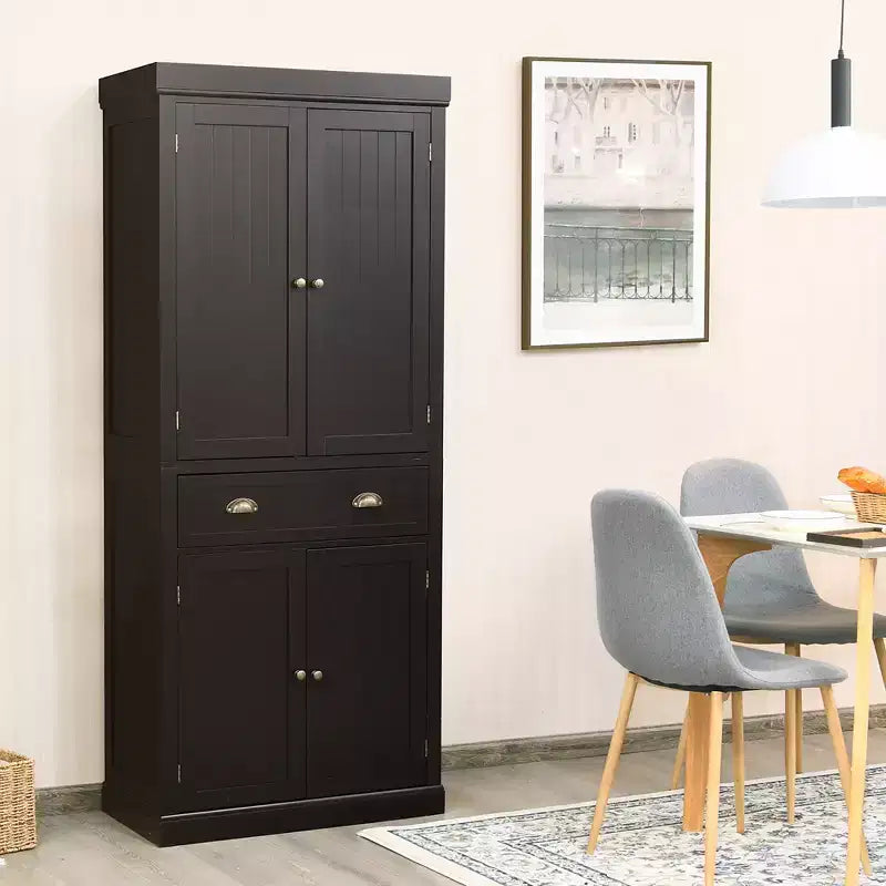 Kitchen Cabinet Pantry Cupboard Freestanding with Shelves Espresso/Black/Grey
