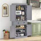 Kitchen Cabinet Pantry Cupboard Freestanding with Shelves Espresso/Black/Grey