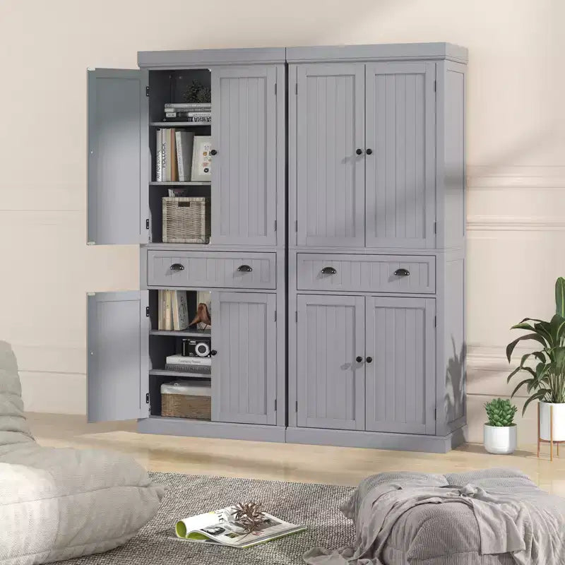 Kitchen Cabinet Pantry Cupboard Freestanding with Shelves Espresso/Black/Grey