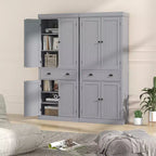Kitchen Cabinet Pantry Cupboard Freestanding with Shelves Espresso/Black/Grey