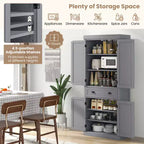 Kitchen Cabinet Pantry Cupboard Freestanding with Shelves Espresso/Black/Grey