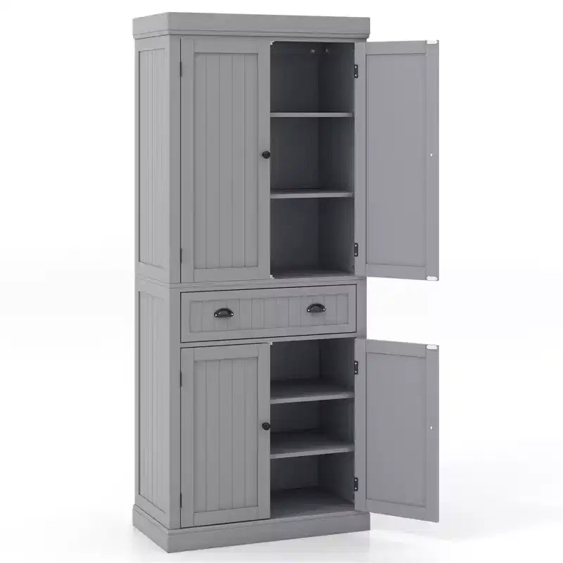 Kitchen Cabinet Pantry Cupboard Freestanding with Shelves Espresso/Black/Grey