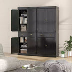 Kitchen Cabinet Pantry Cupboard Freestanding with Shelves Espresso/Black/Grey