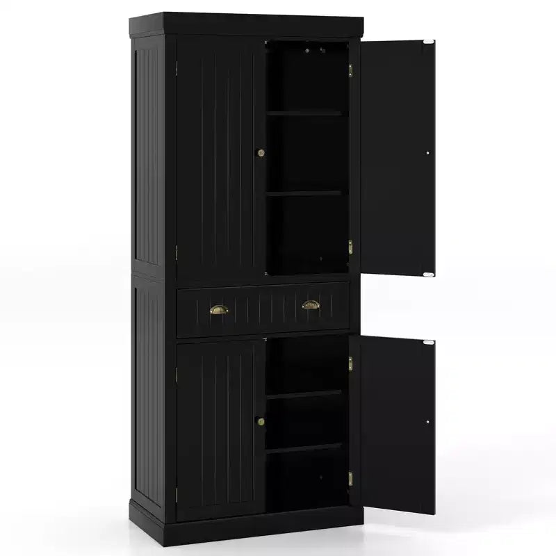 Kitchen Cabinet Pantry Cupboard Freestanding with Shelves Espresso/Black/Grey