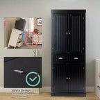 Kitchen Cabinet Pantry Cupboard Freestanding with Shelves Espresso/Black/Grey