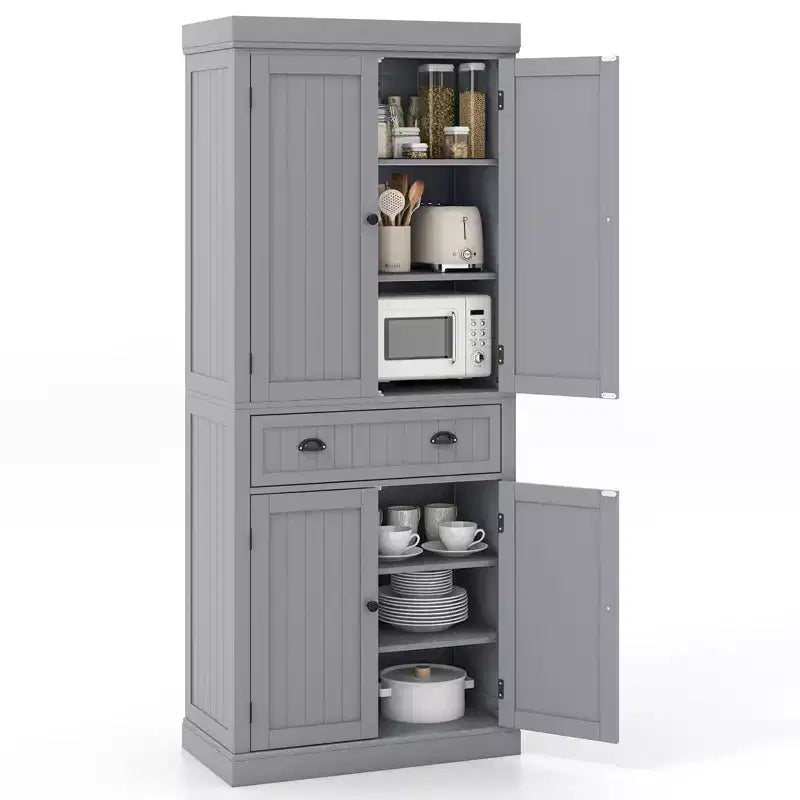 Kitchen Cabinet Pantry Cupboard Freestanding with Shelves Espresso/Black/Grey