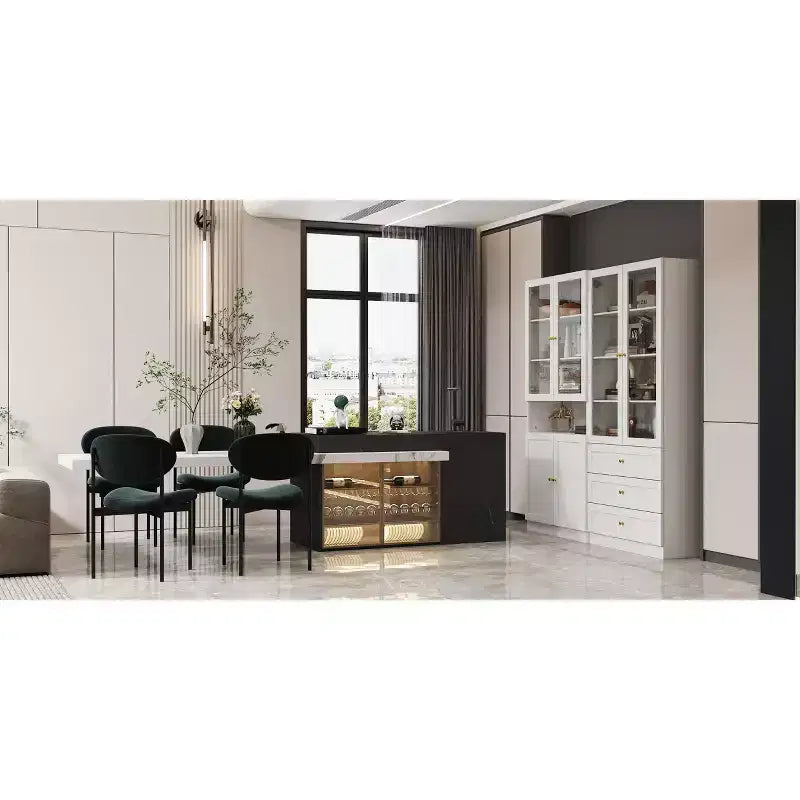 Combo Glass Doors Display Cabinet Bookshelf Organizer Pantry