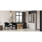 Combo Glass Doors Display Cabinet Bookshelf Organizer Pantry