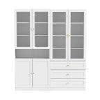 Combo Glass Doors Display Cabinet Bookshelf Organizer Pantry