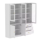 Combo Glass Doors Display Cabinet Bookshelf Organizer Pantry