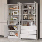 Combo Glass Doors Display Cabinet Bookshelf Organizer Pantry