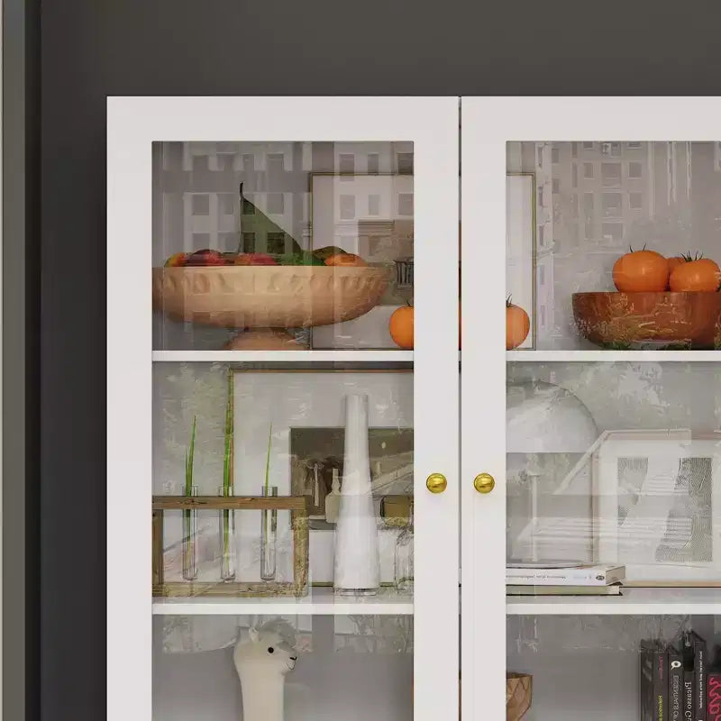 Combo Glass Doors Display Cabinet Bookshelf Organizer Pantry