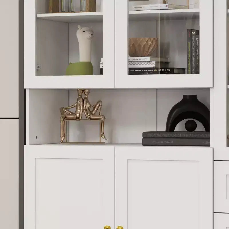 Combo Glass Doors Display Cabinet Bookshelf Organizer Pantry