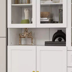 Combo Glass Doors Display Cabinet Bookshelf Organizer Pantry